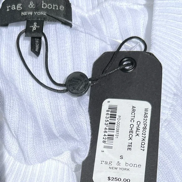 NWT $250 rag & boneArctic CheckRibbed Stretch in Chalk WhiteSize Small
